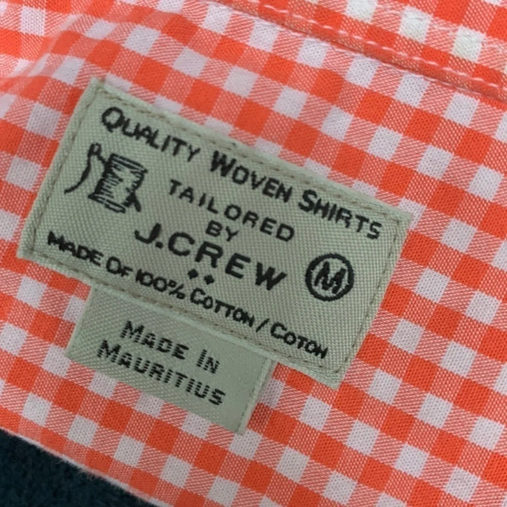 J. Crew Tailored Orange Plaid Button-Down Shirt size medium short sleeves‎